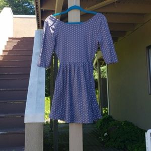 Blue/grey floral pattern skater dress dropback